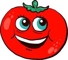 Lycklig röd tomat , illustration, vektor på vit bakgrund