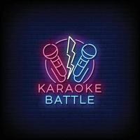 neon tecken karaoke slåss med tegel vägg bakgrund vektor