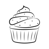 Cupcake-Illustration im Doodle-Stil. Vektor-Illustration isoliert auf weißem Hintergrund vektor