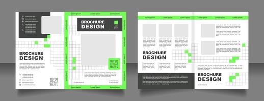 futuristische geschäftslösungen bifold broschürenvorlagendesign. Marketingmaterial mit QR-Code. halbgefaltetes broschürenmodellset mit kopierraum für text. bearbeitbare 2-seitige Broschüren aus Papier vektor