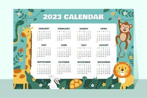 Kalendervorlage 2023 mit süßen Tieren vektor