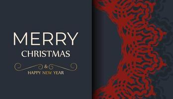 vektor mall affisch Lycklig ny år och röd prydnad. glad jul gråskale vykort design med vinter- prydnad.