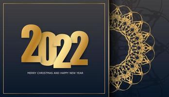 2022 broschüre frohe weihnachten schwarz mit abstrakter goldverzierung vektor