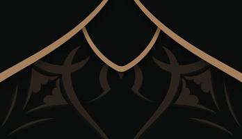 Schwarze Banner-Vorlage mit abstraktem braunem Ornament für Design unter Ihrem Logo vektor