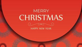 Fliegerschablone der frohen Weihnachten und des guten Rutsch ins Neue Jahr rote Farbe mit luxuriösem Burgunder-Muster vektor