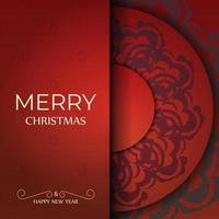 hälsning kort glad jul röd Färg med abstrakt vinröd mönster vektor