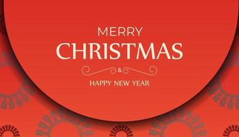 frohe weihnachten rote gruß-flyer-vorlage mit luxuriösem burgunder-muster vektor