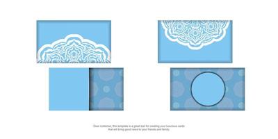 eine blaue Visitenkarte mit einem luxuriösen weißen Muster für Ihre Kontakte. vektor