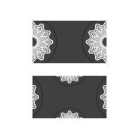 schwarze Visitenkarte mit Vintagem weißem Muster für Ihr Geschäft. vektor