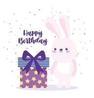 Alles Gute zum Geburtstag Kaninchen und Geschenkbox Überraschung vektor