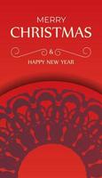 Roter Frohes Neues Jahr-Flyer mit Vintage-Burgunder-Ornament vektor