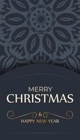 frohe weihnachten dunkelblauer flyer mit vintage blauem ornament vektor