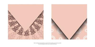 Glückwunschbroschüre in rosa Farbe mit indischem Muster für Ihr Design. vektor
