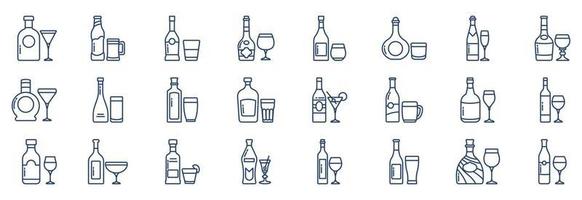 samling av ikoner relaterad till drycker flaska, Inklusive ikoner tycka om absint, öl, brandy och Mer. vektor illustrationer, pixel perfekt uppsättning