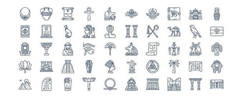 samling av ikoner relaterad till egypten, Inklusive ikoner tycka om Tillbehör, mamma, katt, Örn och Mer. vektor illustrationer, pixel perfekt uppsättning