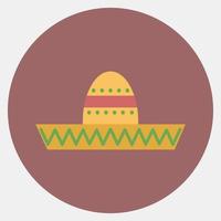 Symbol Sombrero-Hut. tag der toten feierelemente. Symbole im Color-Mate-Stil. gut für Drucke, Poster, Logos, Partydekorationen, Grußkarten usw. vektor