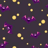 nahtloses Muster. Halloween-Banner mit Fledermaus auf Vollmondhintergrund vektor