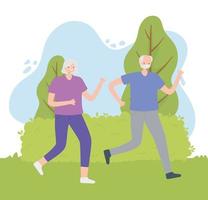 ältere Senioren, die im Park körperliche Aktivitäten ausüben vektor