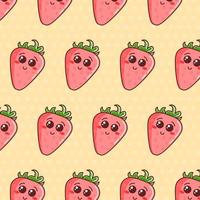 nahtloses muster mit niedlichen bunten erdbeeren auf tupfenhintergrund. Cartoon-Erdbeer-Design für Papier, Cover, Stoff, Innendekoration und andere Benutzer. Vektor-Illustration vektor