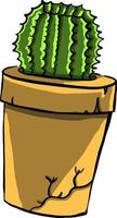 kaktus i gul pott, illustration, vektor på vit bakgrund.
