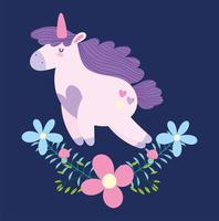 Cartoon Einhorn mit Blumen vektor