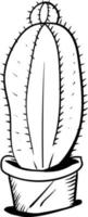 kaktus i pott teckning, illustration, vektor på vit bakgrund.