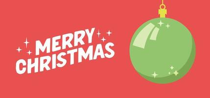 glad jul horisontell baner. platt design jul boll. för hälsning kort eller reklam i horisontell design med kopia Plats. vektor