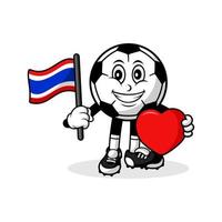 maskot tecknad serie fotboll kärlek thailand flagga design vektor