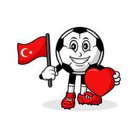 maskottchen cartoon fußball liebe türkei flaggenentwurf vektor