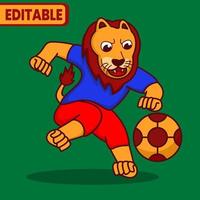 Löwenvektorillustration, Löwe, der Fußball spielt, vektor