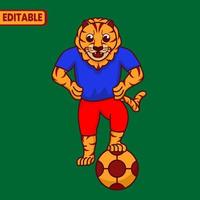 tiger illustration vektor, tiger spelar fotboll, vektor