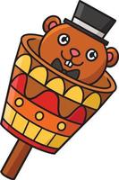 Murmeltier-Marionette mit Hut Cartoon farbige Cliparts vektor
