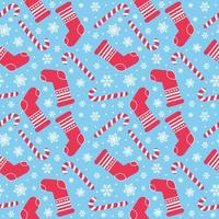 sömlös mönster med jul godis sockerrör kola och snöflingor, ändlös bakgrund, upprepa textur vektor