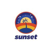 Sonnenuntergang am Strand-Logo-Design-Vorlage. vektor