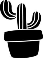 Wüstenkaktus in einem schwarzen Topf, Illustration, Vektor auf weißem Hintergrund.