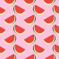 köstliche Wassermelone, nahtloses Muster auf rosa Hintergrund. vektor