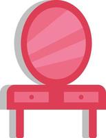 rosa tabell med spegel, illustration, vektor på en vit bakgrund.