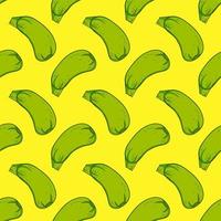 zucchini mönster, sömlös mönster på gul bakgrund. vektor