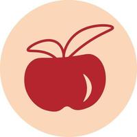 röd äpple med två löv, ikon illustration, vektor på vit bakgrund
