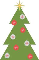 dekorerad jul träd, illustration, på en vit bakgrund. vektor