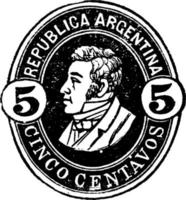 argentinische republik cinco centavos umschlag, 1876, vintage illustration vektor
