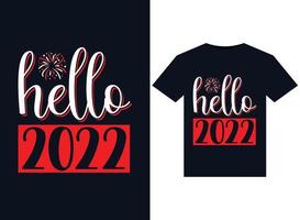 Hej 2022 illustrationer för tryckfärdig t-tröjor design vektor