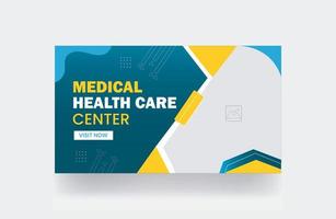 medicinsk sjukvård baner omslag video Miniatyr och webb baner för sjukhus klinik företag social media Miniatyr mall vektor