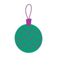 weihnachten neujahr handgezeichnetes clip-art-element - dekorative kugel verziert mit einfacher verzierung. Vektor-Illustration isoliert auf weißem Hintergrund vektor