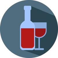 Flasche Wein neben einem Glas Rotwein, Illustration, Vektor auf weißem Hintergrund.