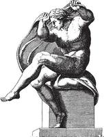 Sitzender Akt, Adamo Scultori, nach Michelangelo, 1585, Vintage-Illustration. vektor