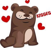 brun Björn i kärlek ordspråk kyssar vektor illustration på en vit bakgrund