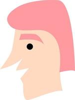man med rosa lång hår, illustration, vektor, på en vit bakgrund. vektor