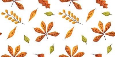 höst mönster med rönn och kastanj löv. vektor illustration i tecknad serie stil