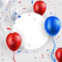 glücklicher unabhängigkeitstag der usa vereinigte staaten von amerika 4 viertel juli feierbanner, grußkartendesign mit luftballons, feuerwerk, konfetti, band. USA-Freiheitshintergrund. Vereinigte Staaten von Amerika. Freiheit. vektor